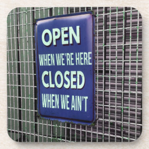 Open Sign Funny, Closed Sign Funny Coaster