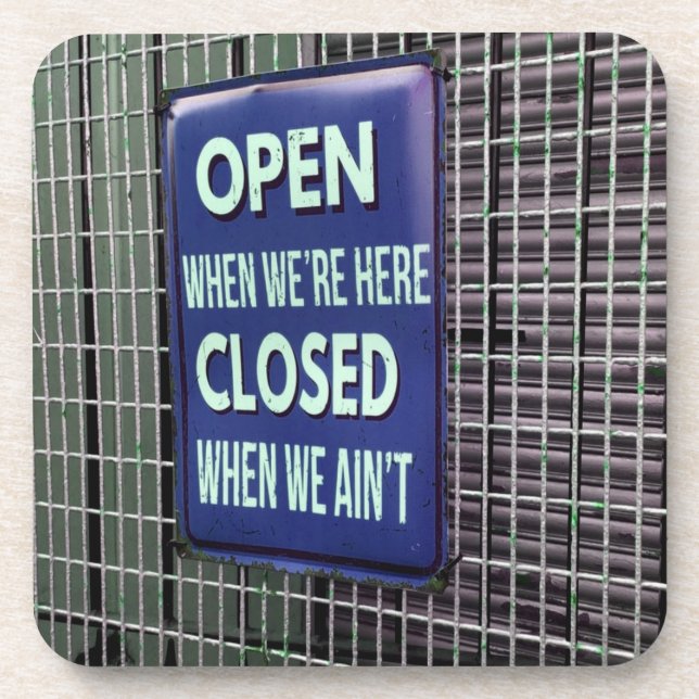 Open Sign Funny, Closed Sign Funny Coaster (Front)