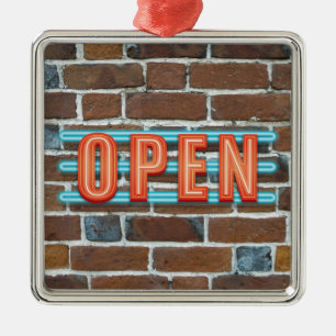 OPEN SIGN METAL TREE DECORATION