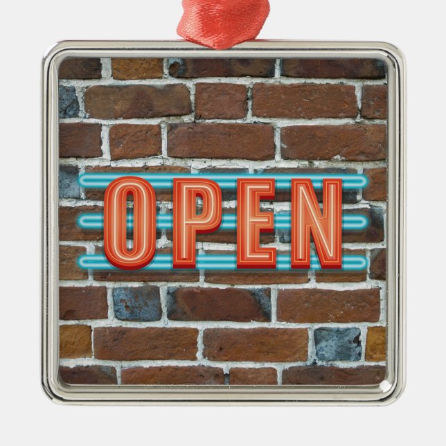 OPEN SIGN METAL TREE DECORATION (Front)