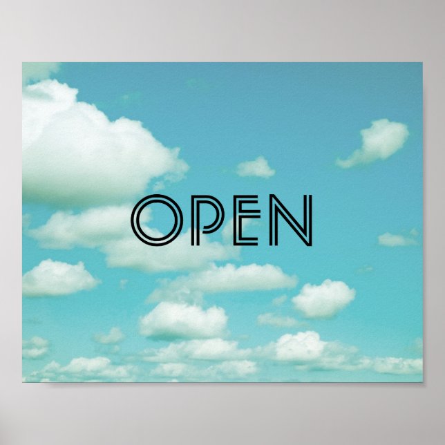 open sign poster  on blue sky photo art (Front)