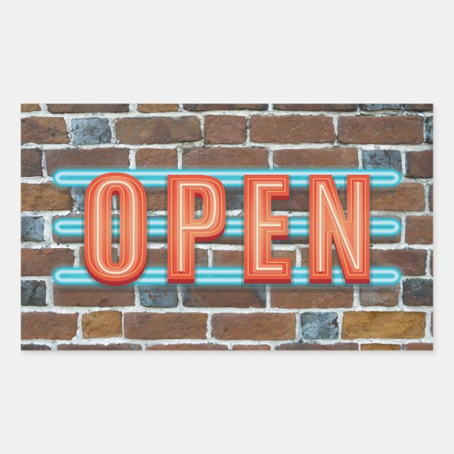 OPEN SIGN RECTANGULAR STICKER (Front)