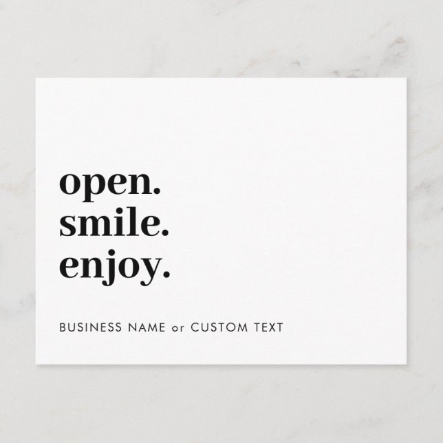 Open Smile Enjoy Jewellery Care Thank You Business Enclosure Card (Front)