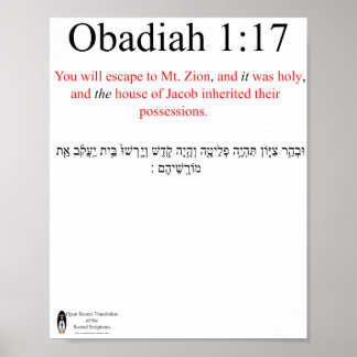 Open Source Translation Obadiah 1:17 Poster