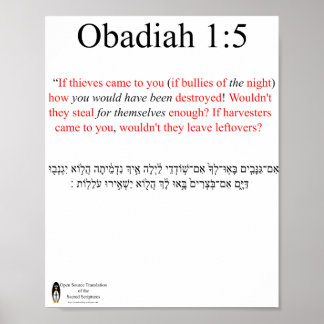 Open Source Translation Obadiah 1:5 Poster