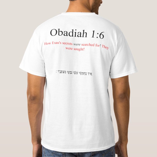 Open Source Translation Obadiah 1:6 T-Shirt (Back)