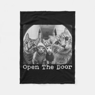 Open the door cat gang vintage funny cats meme men fleece blanket