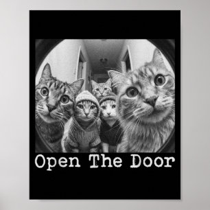 Open the door cat gang vintage funny cats meme men poster