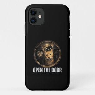 Open The Door Funny Cat Meme Cat Gang Humour Desig iPhone 11 Case