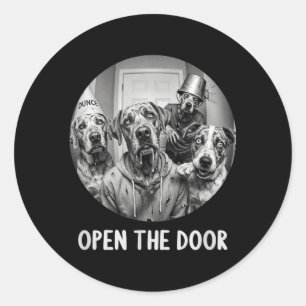 Open The Door Zombie Dogs Funny Halloween Dog 1 Classic Round Sticker