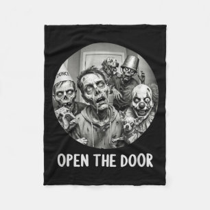 Open The Door Zombie Dogs Funny Halloween Dog 2 Fleece Blanket