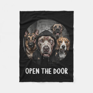Open The Door Zombie Dogs Funny Halloween Dog Fleece Blanket