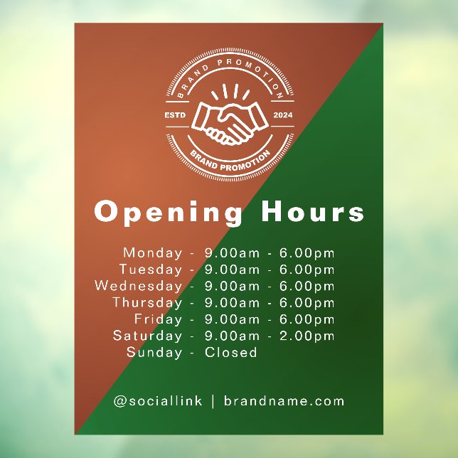 Open Times | Business Logo Opening Hours Window Cling (Sheet 3)