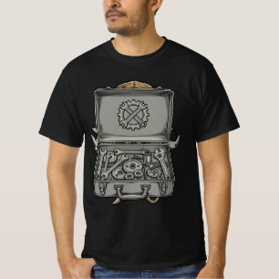 Open Toolbox Wrenches Gears - Mechanic Tools Tee