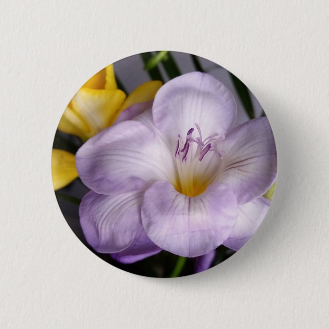 open violet freesia 6 cm round badge (Front)