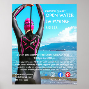 open water swimming triathlon cycle running   flye poster