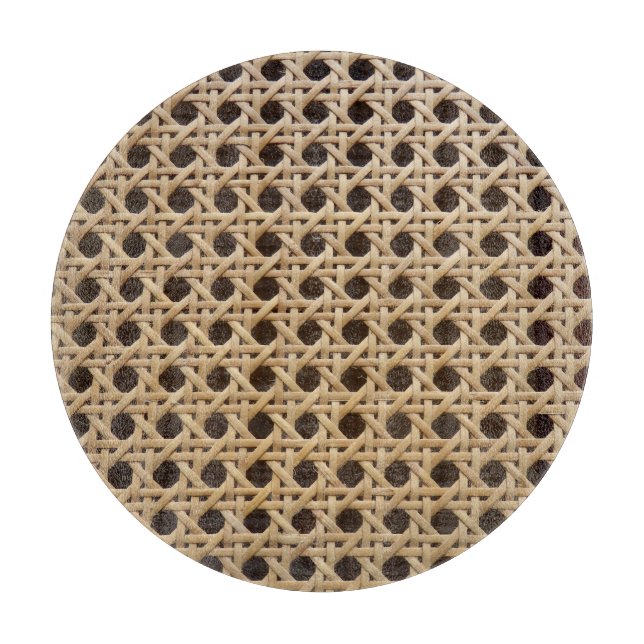 Open Weave Rattan Cane Glass Chopping Board (Front)