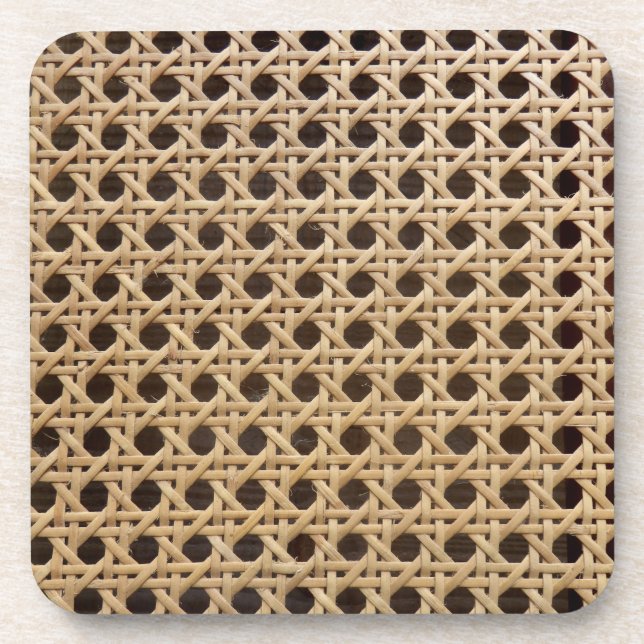 Open Weave Rattan Cane Hard Plastic Coasters (Front)