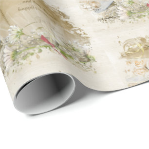 open wedding book romance for newlywed wrapping paper