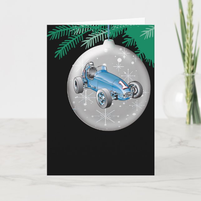 Open Wheel Race Car Christmas Card (Front)