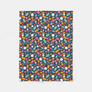 "Open wide!" pill print fleece blanket