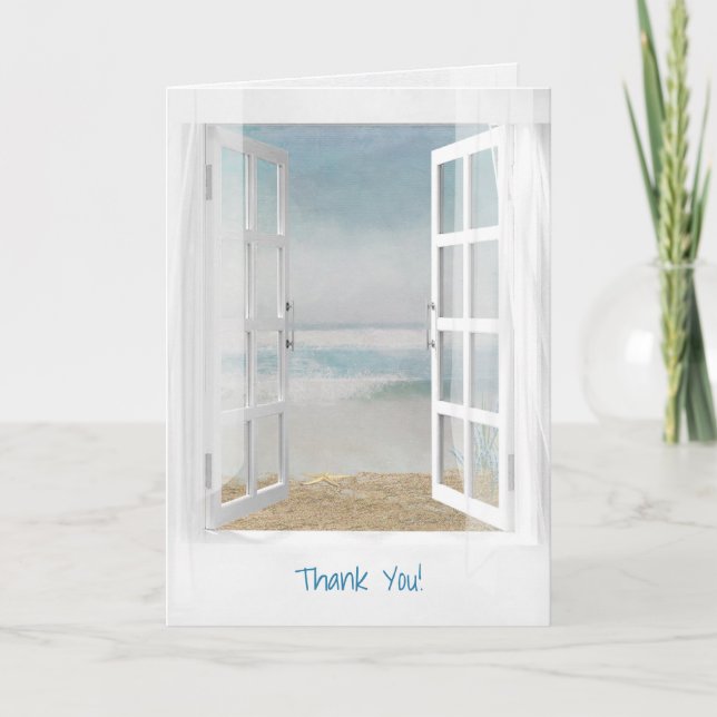 open window and starfish ocean thank you card (Front)