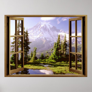 Open Window at Mt. Rainier Poster