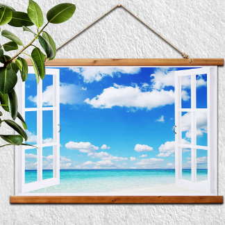 Open Window at the Beach Hanging Tapestry