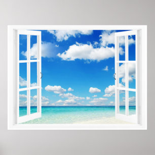 Open Window at the Beach Poster