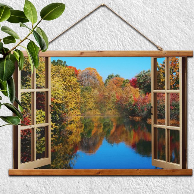 Open Window Autumn Lakeside  Hanging Tapestry (Creator Uploaded)