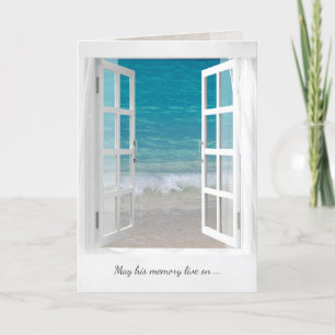 open window ocean beach scene sympathy card