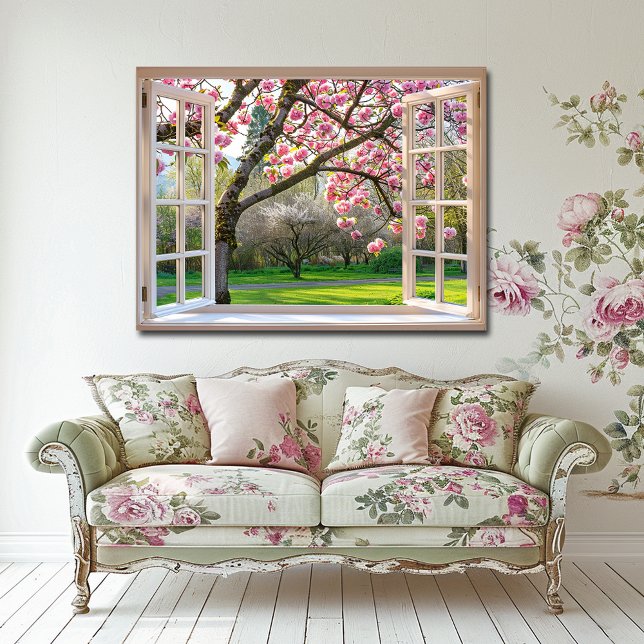 Open Window Pink Magnolia Tree Poster (Creator Uploaded)