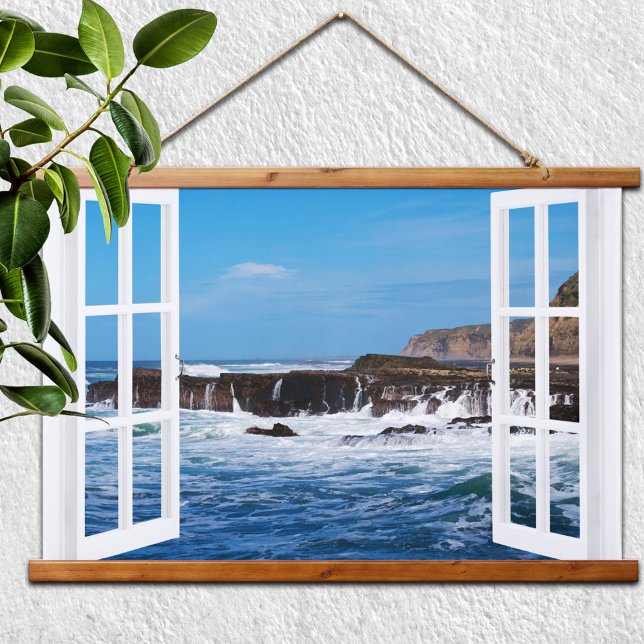 Open Window Seaside Escape  Hanging Tapestry (Creator Uploaded)