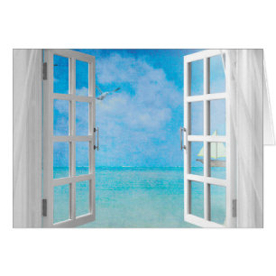 open window view of ocean