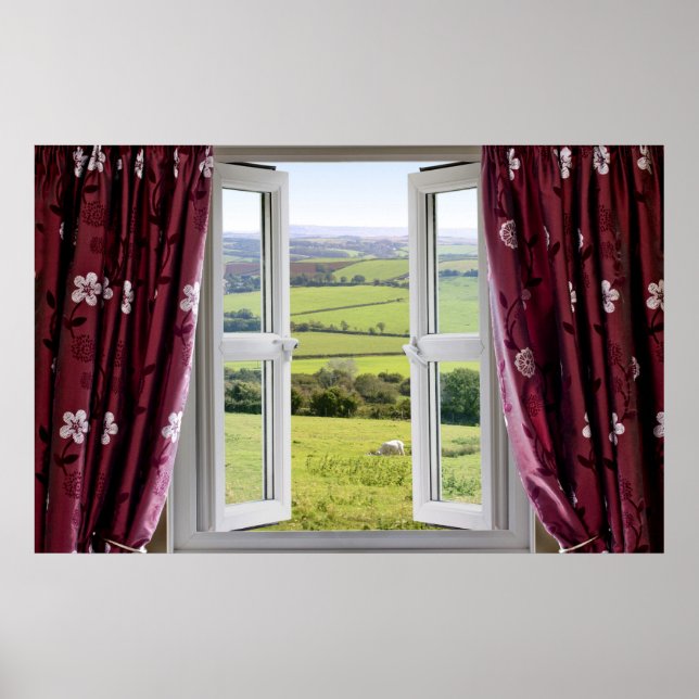 Open window with view across and English countrysi Poster (Front)