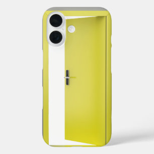 Open yellow door with smart lock iPhone 16 case