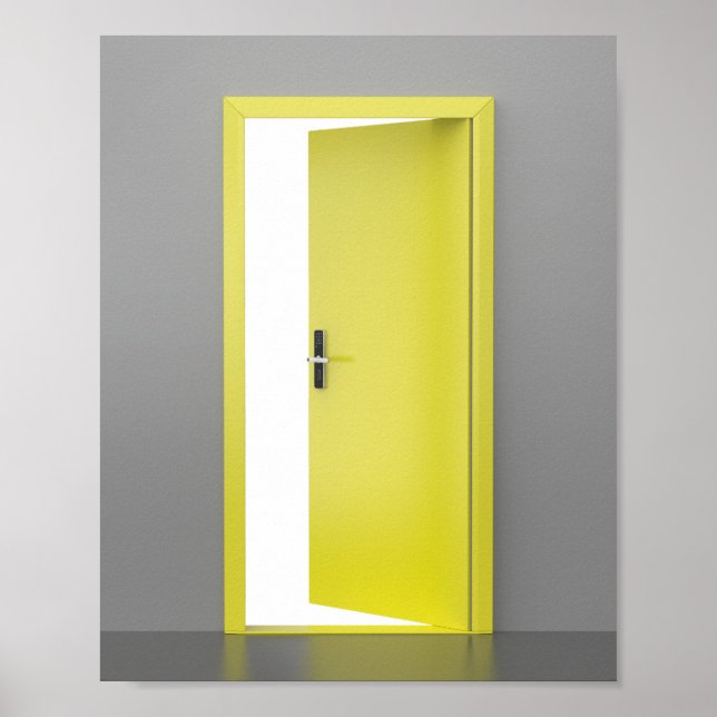Open yellow door with smart lock poster (Front)