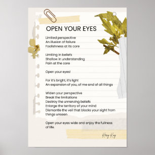 Open Your Eyes Inspirational Poem Poetry Poster