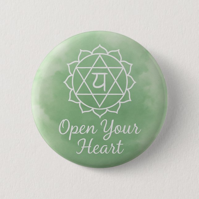 Open Your Heart Anahata Heart Chakra Spiritual 6 Cm Round Badge (Front)
