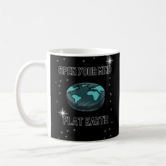 Open Your Mind Unisex Black Men Women Flat Earth Coffee Mug