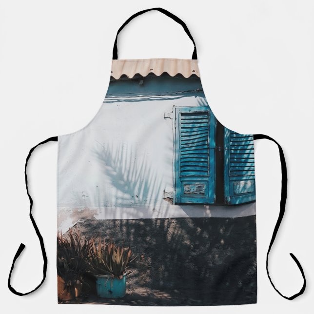 OPENED BLUE LOUVERED WINDOWS APRON (Front)
