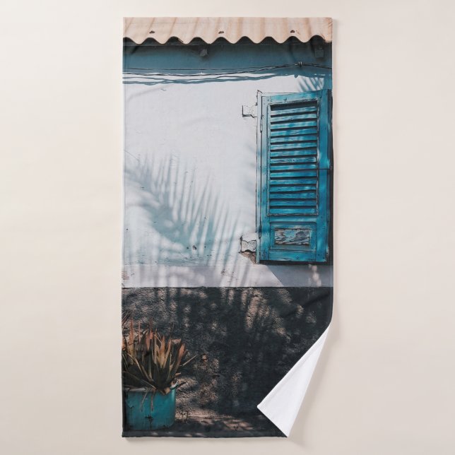 OPENED BLUE LOUVERED WINDOWS BATH TOWEL (Bath Towel)