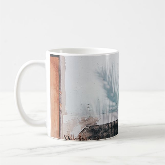 OPENED BLUE LOUVERED WINDOWS COFFEE MUG (Left)