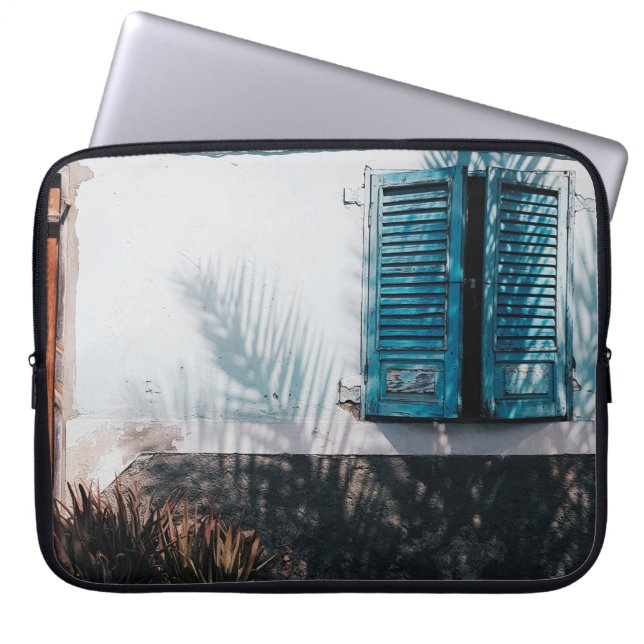 OPENED BLUE LOUVERED WINDOWS LAPTOP SLEEVE (Front)