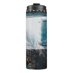 OPENED BLUE LOUVERED WINDOWS THERMAL TUMBLER