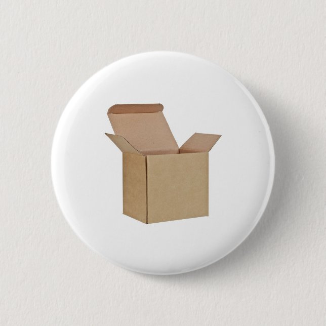 Opened cardboard box 6 cm round badge (Front)