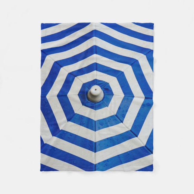 Opened striped umbrella fleece blanket (Front)
