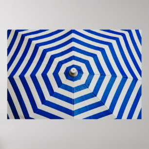 Opened striped umbrella poster