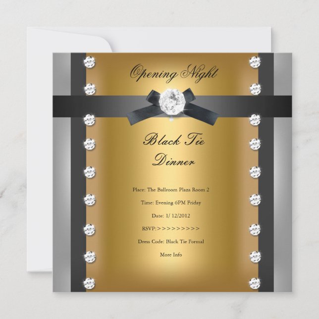 Opening Corporate Business Formal Black gold Invitation (Front)