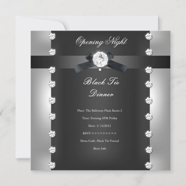 Opening Corporate Business Formal Black Silver Invitation (Front)